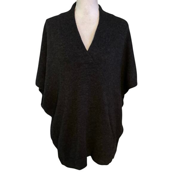 J.Jill Sweaters - J. Jill Pure Jill Size S M Sweater Poncho Wool Blend V Neck Pockets Charcoal